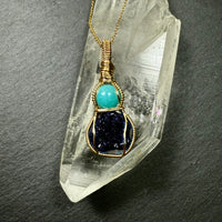 Amazonite and Azurite Crystal Pendant
