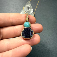 Amazonite and Azurite Crystal Pendant