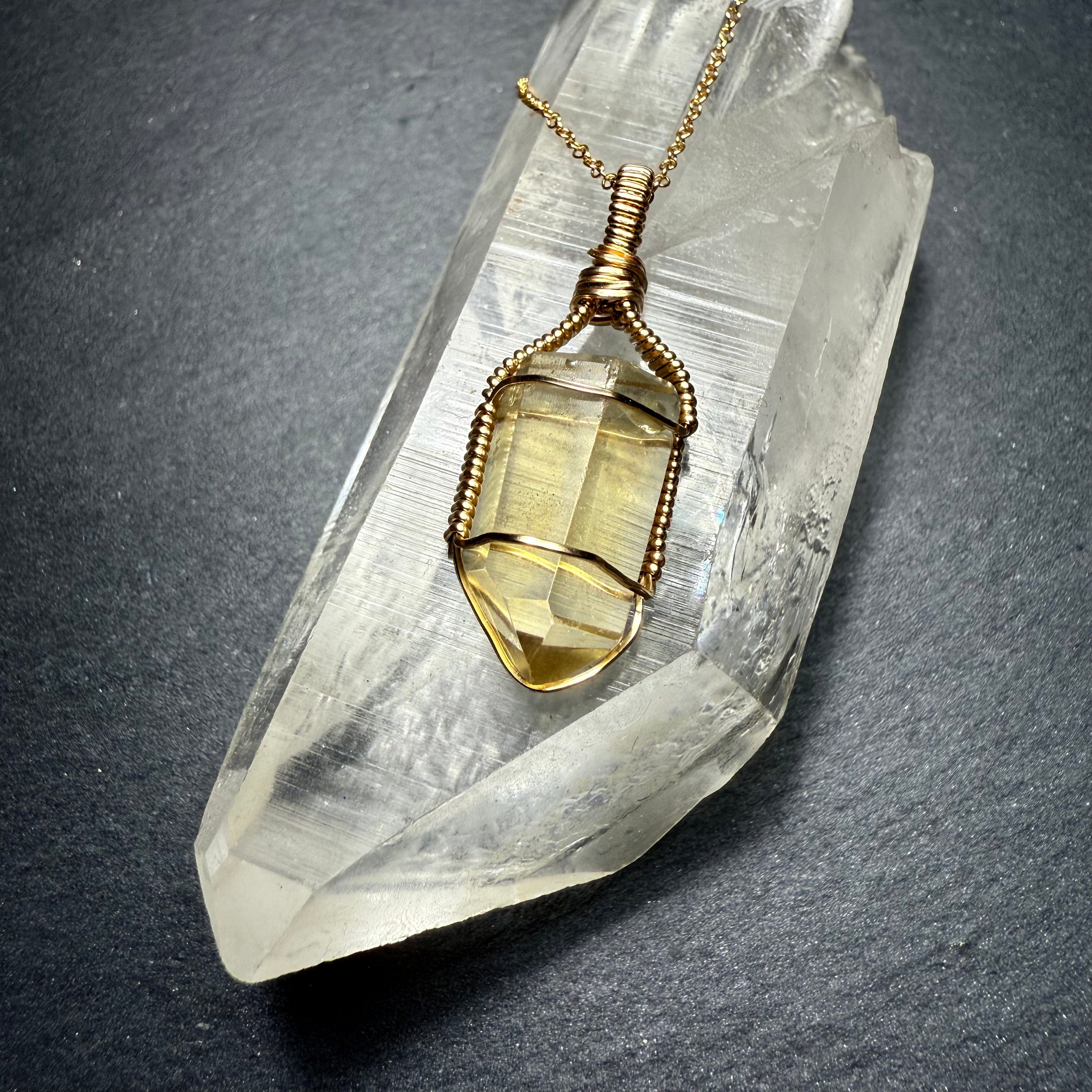 Natural Citrine Crystal Pendant