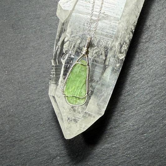 Green Kyanite Crystal Pendant