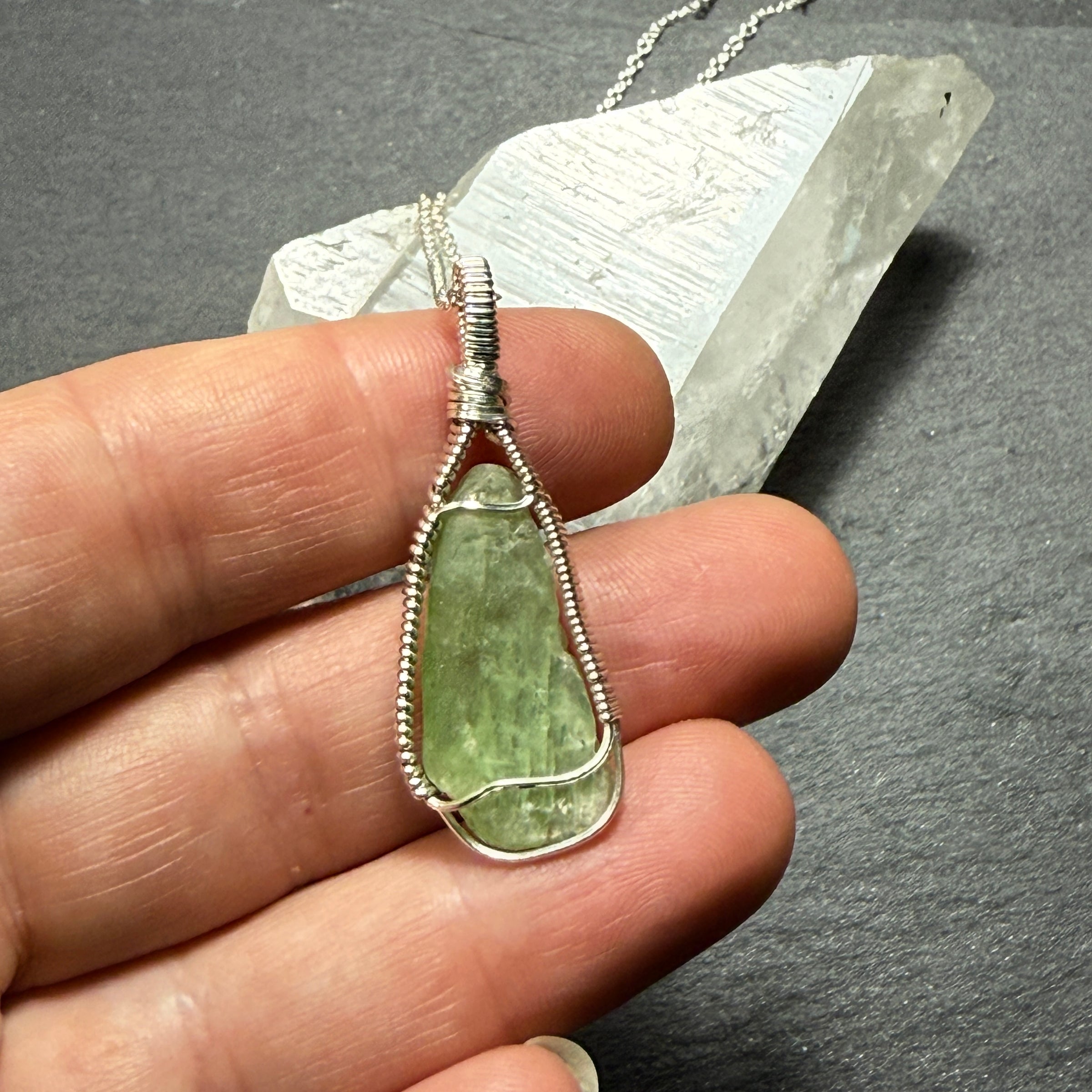 Green Kyanite Crystal Pendant