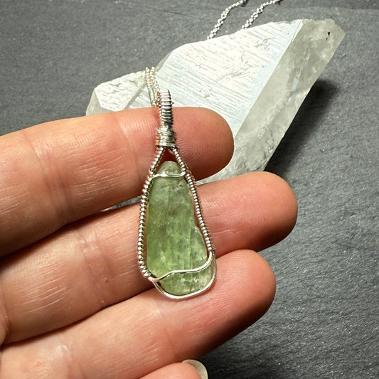 Green Kyanite Crystal Pendant