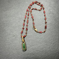 Green and Pink Tourmaline 14k Gold Filled Handmade Pendant and Necklace