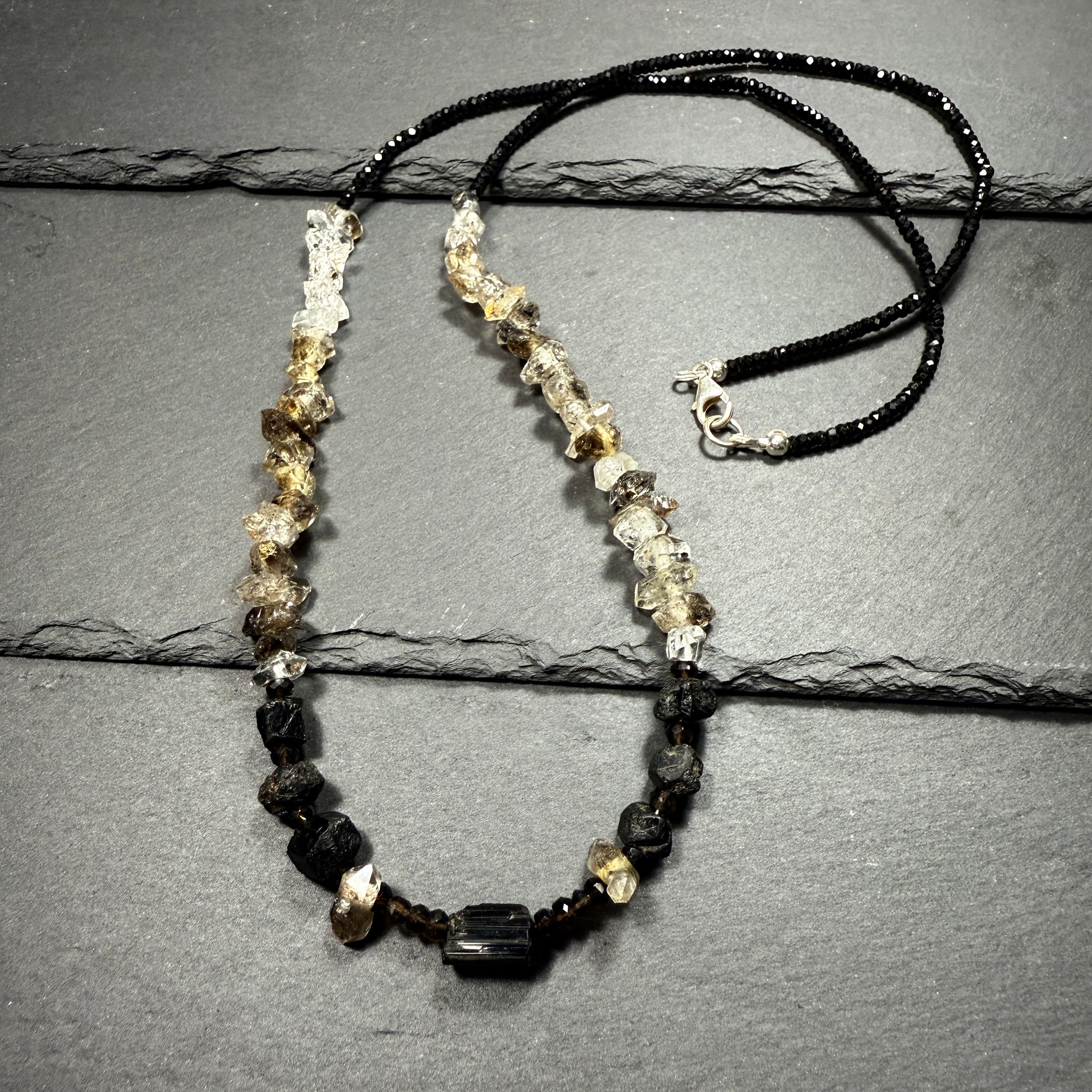 Protection Necklace: Black Tourmaline, Black Phantom Quartz, Smoky Quartz and Black Spinel
