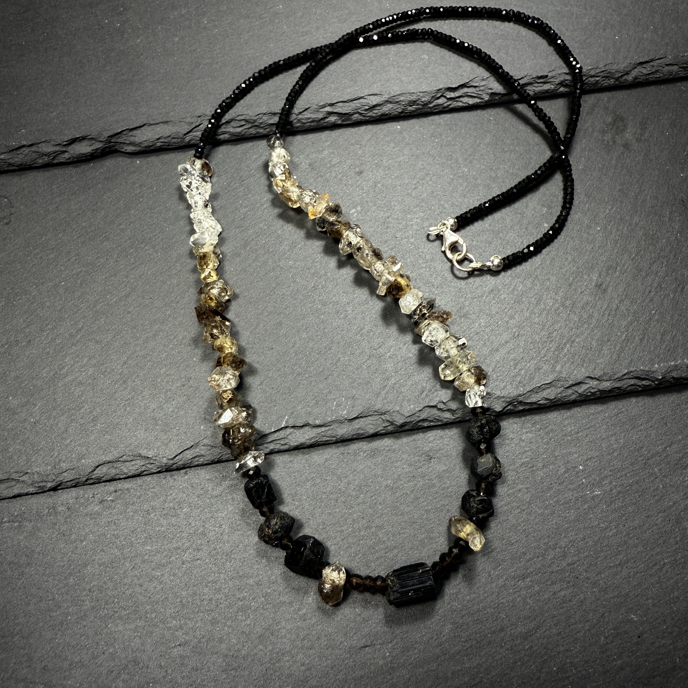 Protection Necklace: Black Tourmaline, Black Phantom Quartz, Smoky Quartz and Black Spinel