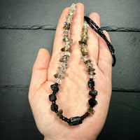 Protection Necklace: Black Tourmaline, Black Phantom Quartz, Smoky Quartz and Black Spinel