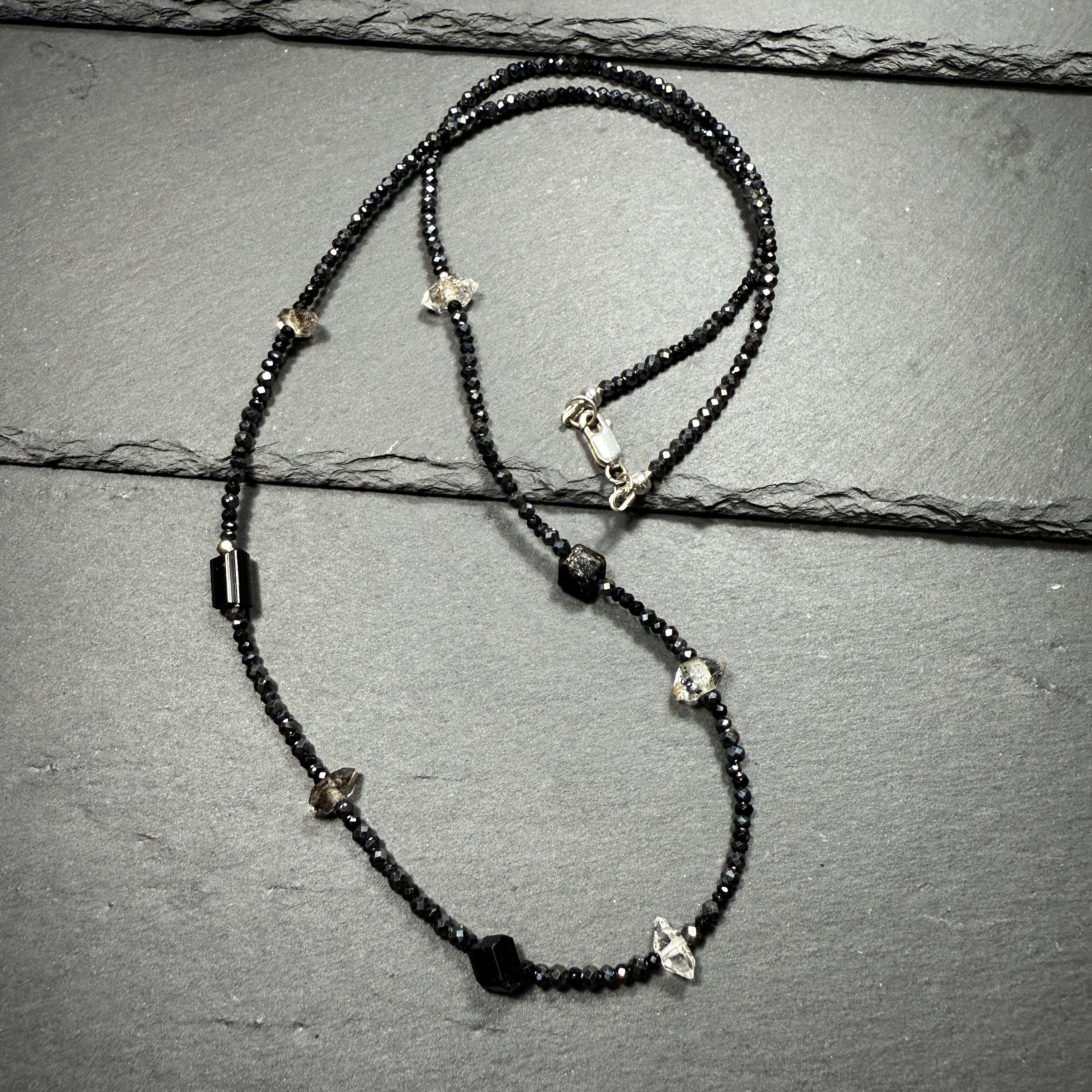 Protection Necklace: Black Tourmaline, Black Phantom Quartz, Black Spinel