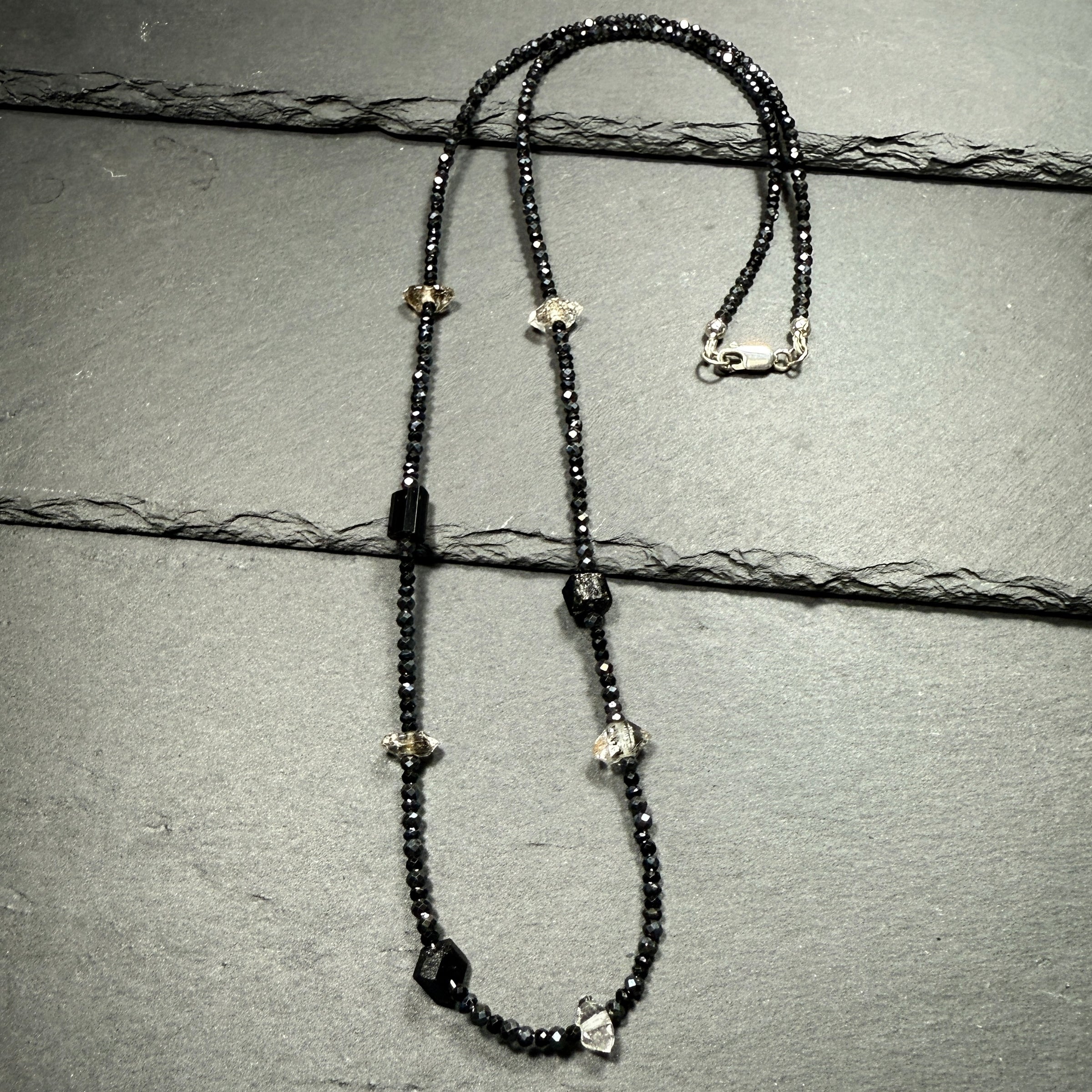 Protection Necklace: Black Tourmaline, Black Phantom Quartz, Black Spinel