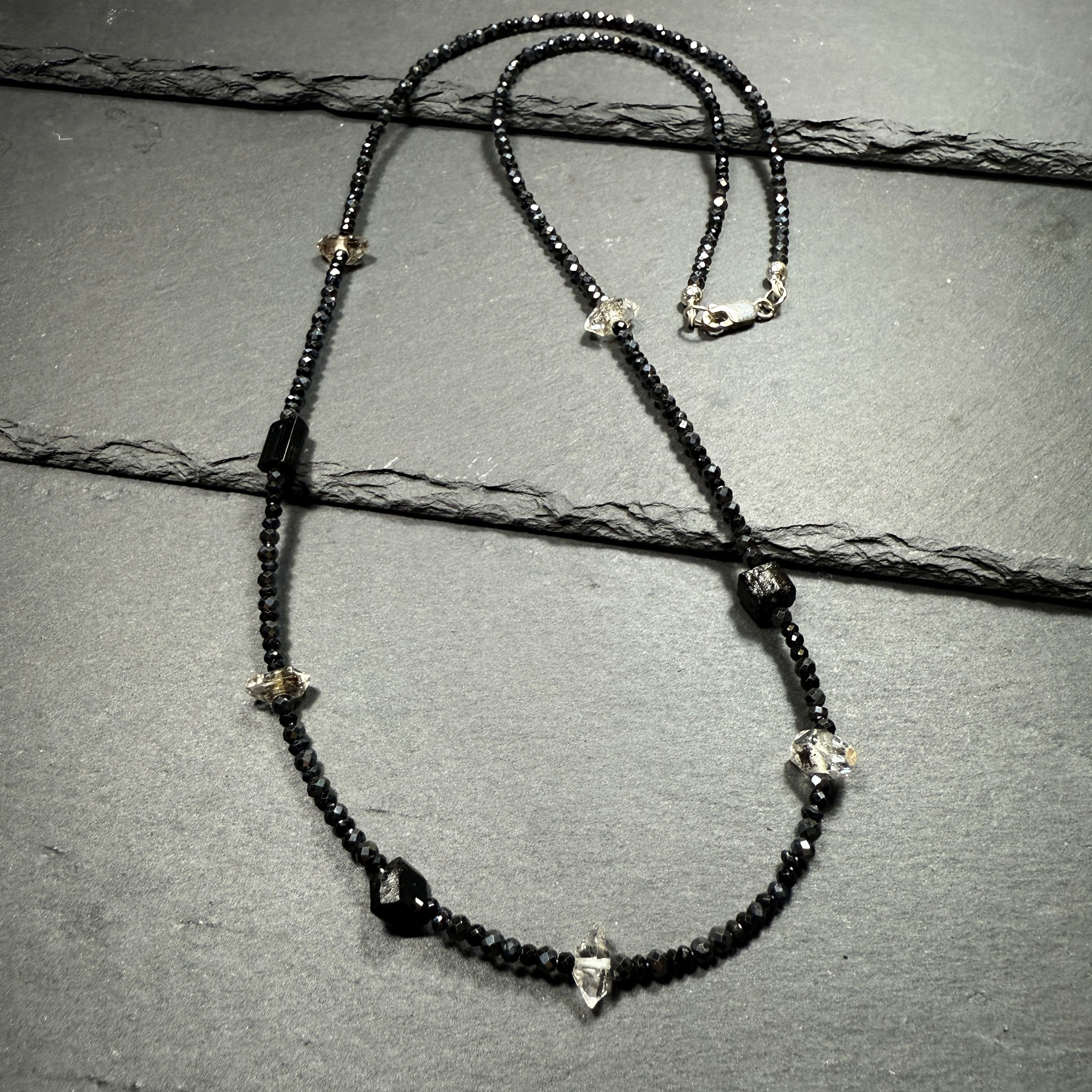 Protection Necklace: Black Tourmaline, Black Phantom Quartz, Black Spinel