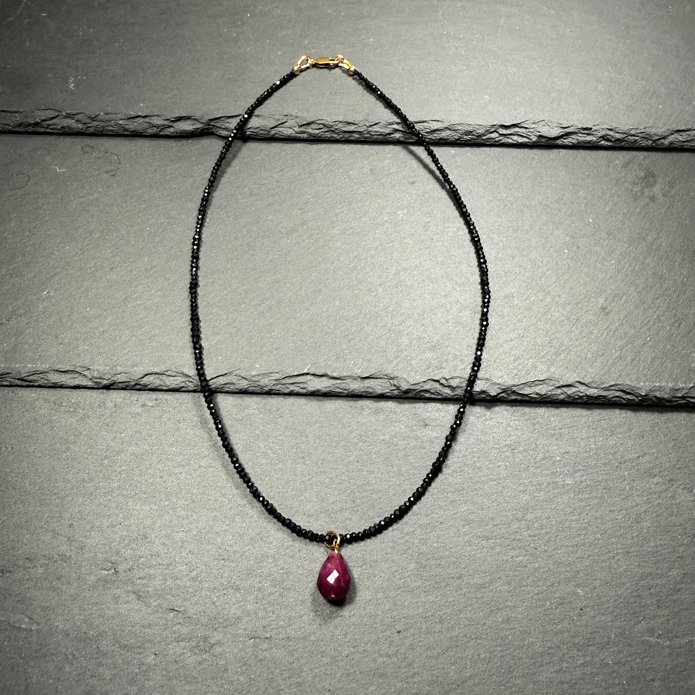 Ruby and Black Spinel Gemstone Necklace