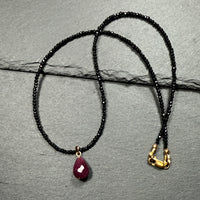 Ruby and Black Spinel Gemstone Necklace