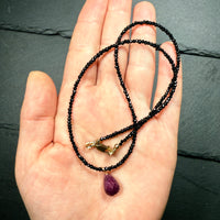 Ruby and Black Spinel Gemstone Necklace