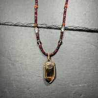 Protection Necklace Smoky Quartz, Ruby, Rudraksha