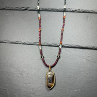 Protection Necklace Smoky Quartz, Ruby, Rudraksha