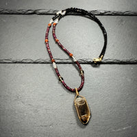 Protection Necklace Smoky Quartz, Ruby, Rudraksha