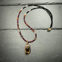 Protection Necklace Smoky Quartz, Ruby, Rudraksha