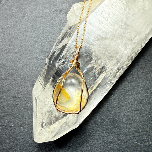 Golden Healer Quartz Crystal Pendant