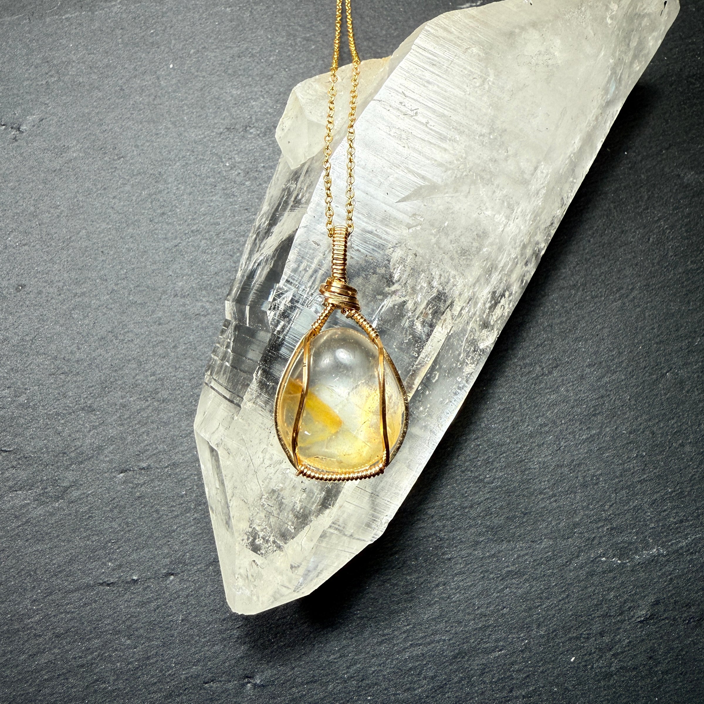 Golden Healer Quartz Crystal Pendant