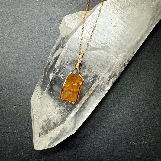Imperial Golden Topaz Crystal Pendant
