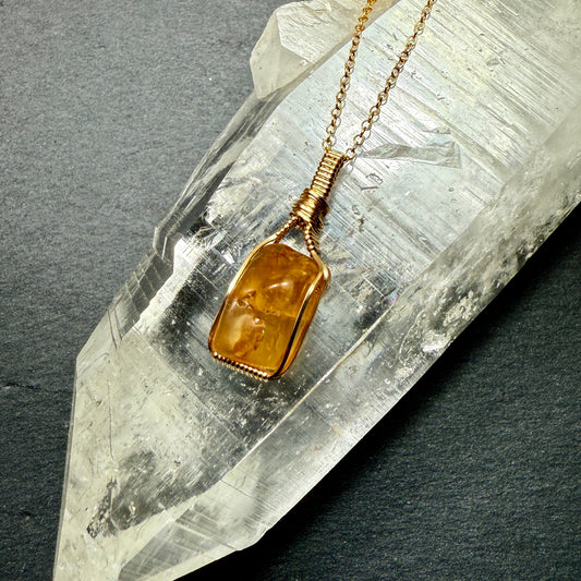 Imperial Golden Topaz Crystal Pendant