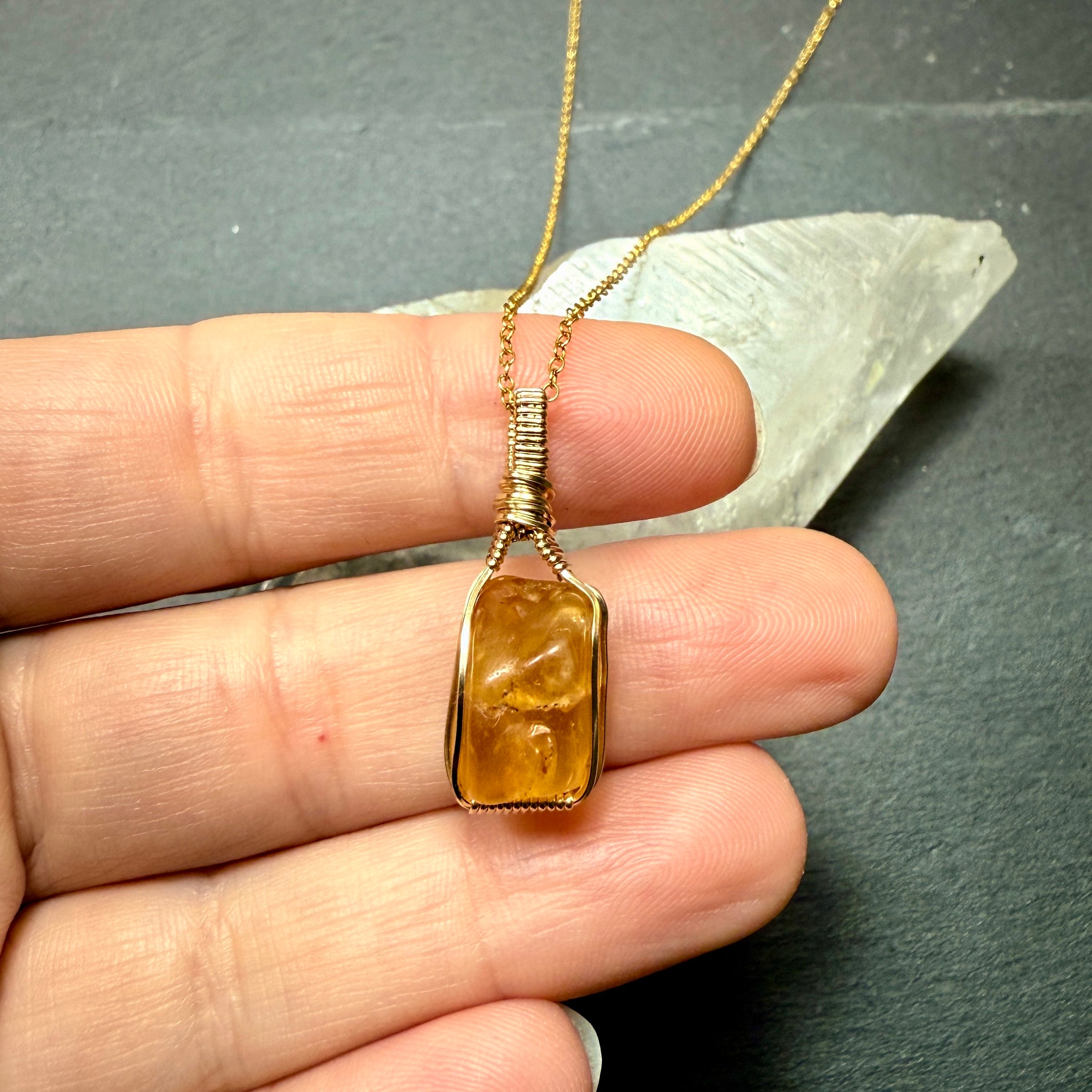 Imperial Golden Topaz Crystal Pendant