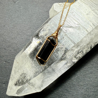 Black Tourmaline Crystal Pendant | Protection, Banish Negative Energy