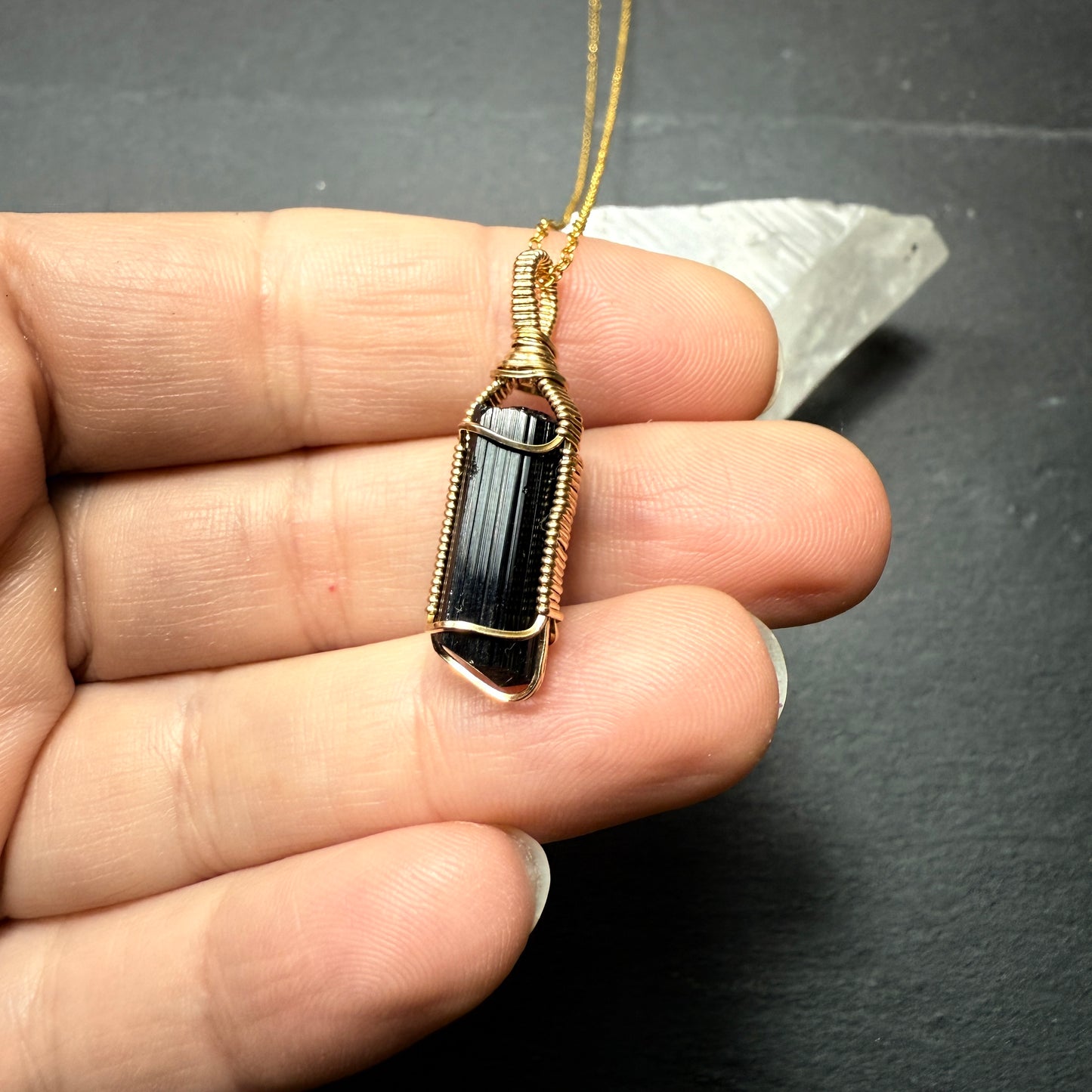 Black Tourmaline Crystal Pendant | Protection, Banish Negative Energy