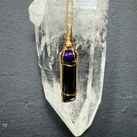 Sugilite & Black Tourmaline Crystal Pendant | Spiritual Protection
