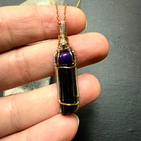 Sugilite & Black Tourmaline Crystal Pendant | Spiritual Protection
