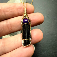 Sugilite & Black Tourmaline Crystal Pendant | Spiritual Protection