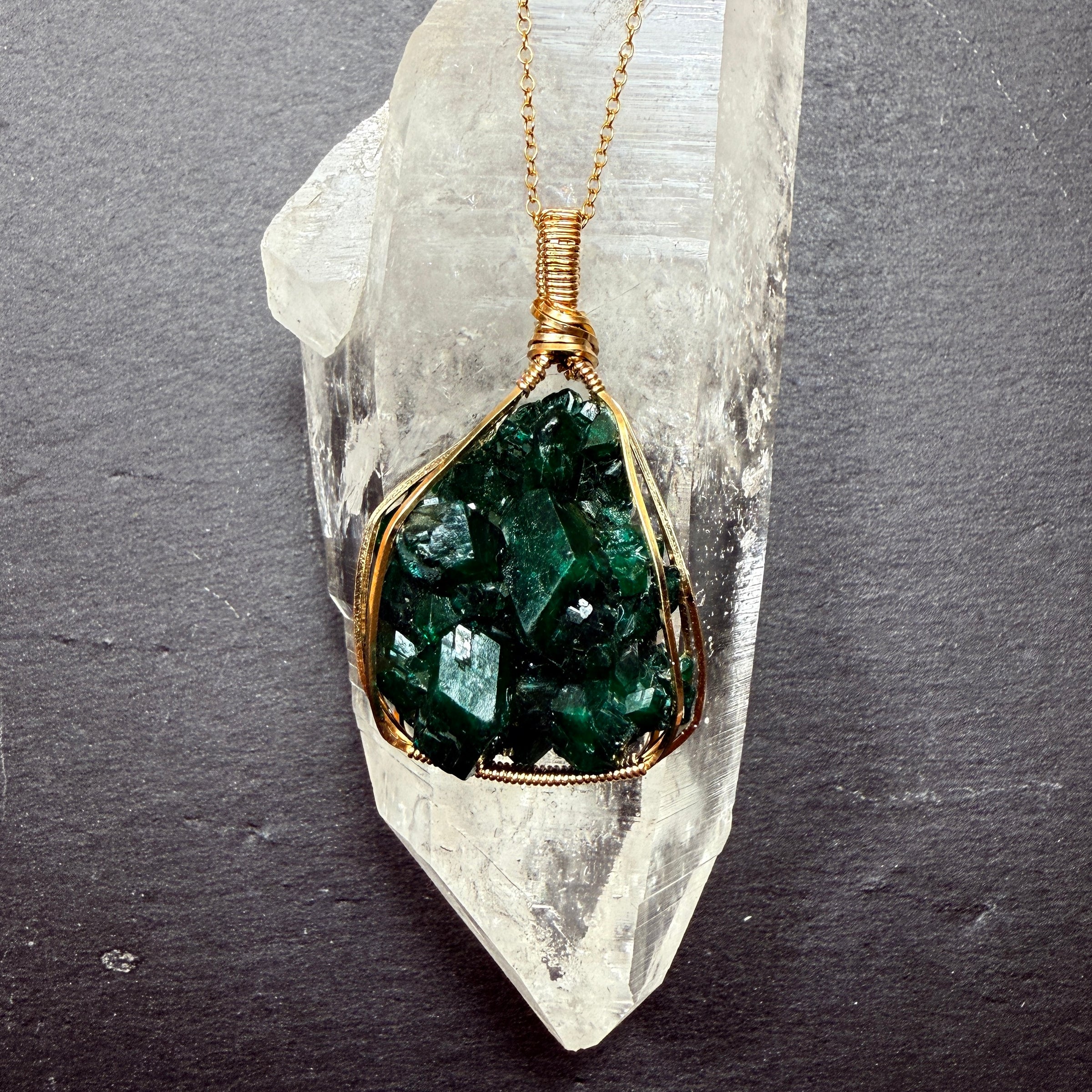 Dioptase Crystal Pendant