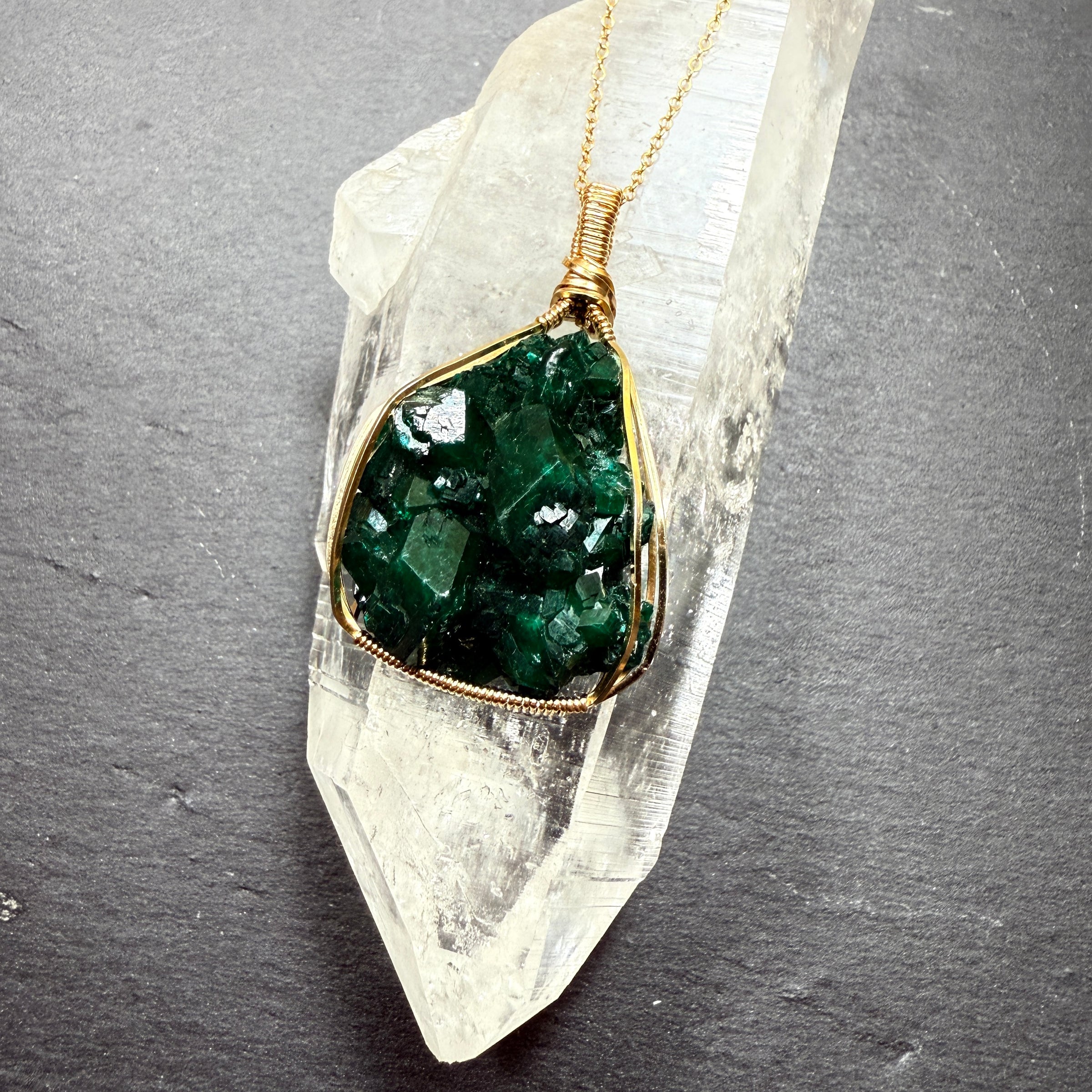 Dioptase Crystal Pendant