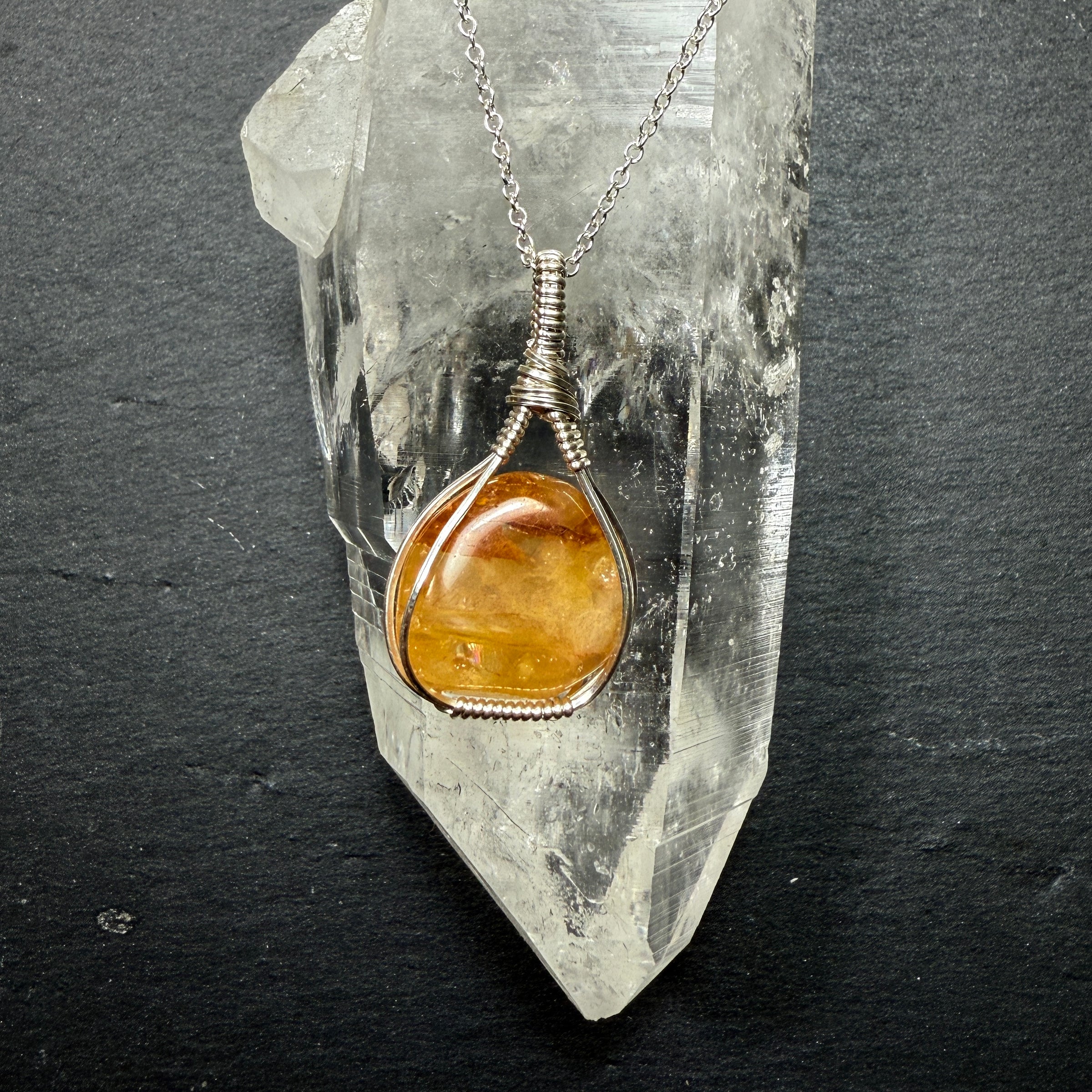 Golden Healer Quartz Crystal Pendant