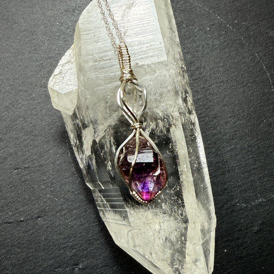 Herkimer Diamond and Super 7 Quartz Crystal Pendant