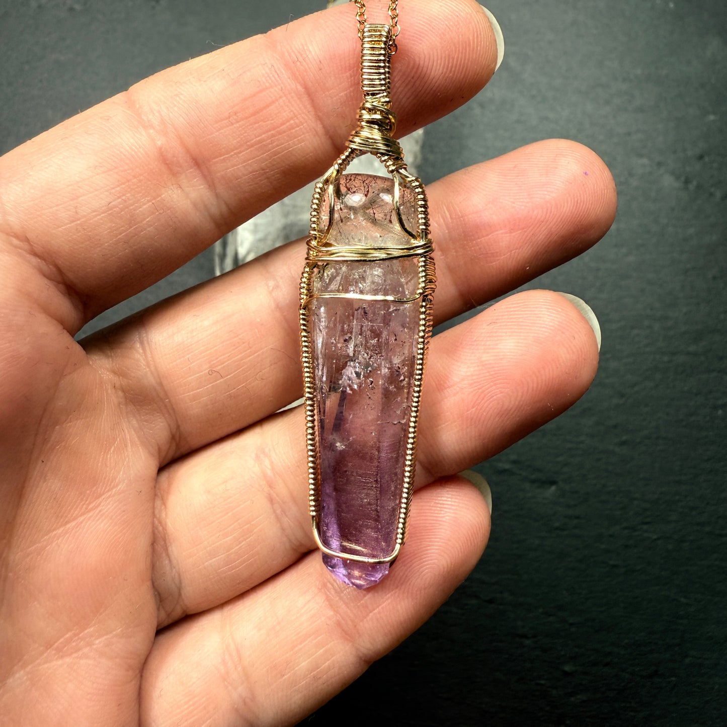 Super 7 Quartz and Amethyst Crystal Pendant