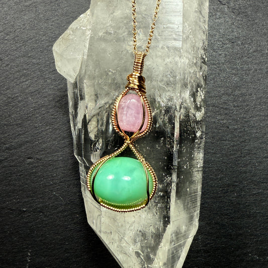 Kunzite and Chrysoprase Pendant