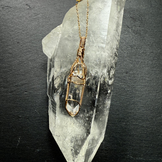 Herkimer Diamond Quartz and Danburite Crystal Pendant