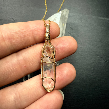 Herkimer Diamond Quartz and Danburite Crystal Pendant