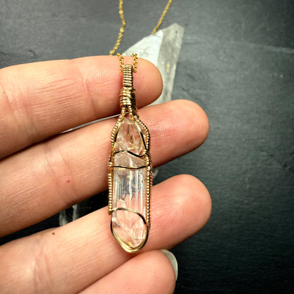 Herkimer Diamond Quartz and Danburite Crystal Pendant