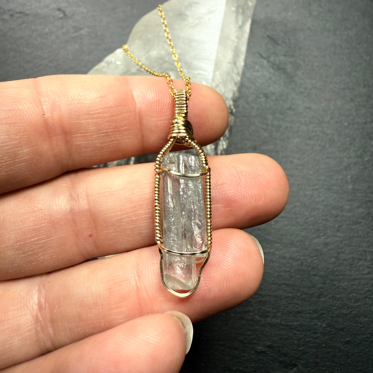 Blue Barite Crystal Pendant