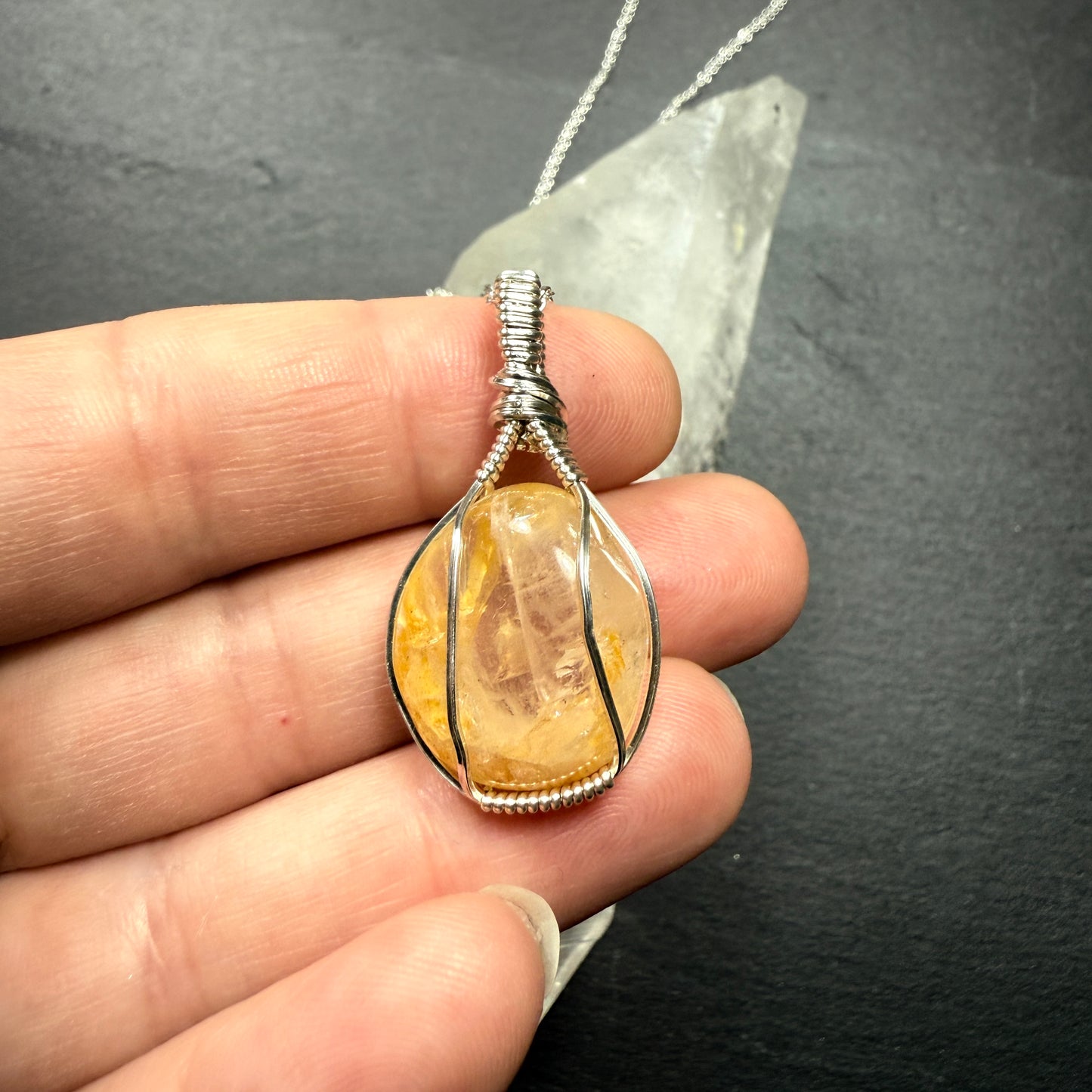 Golden Healer Quartz Crystal Pendant