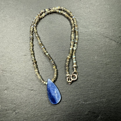Aura Cleansing Gemstone Necklace: Blue Kyanite & Labradorite