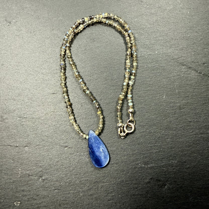 Aura Cleansing Gemstone Necklace: Blue Kyanite & Labradorite