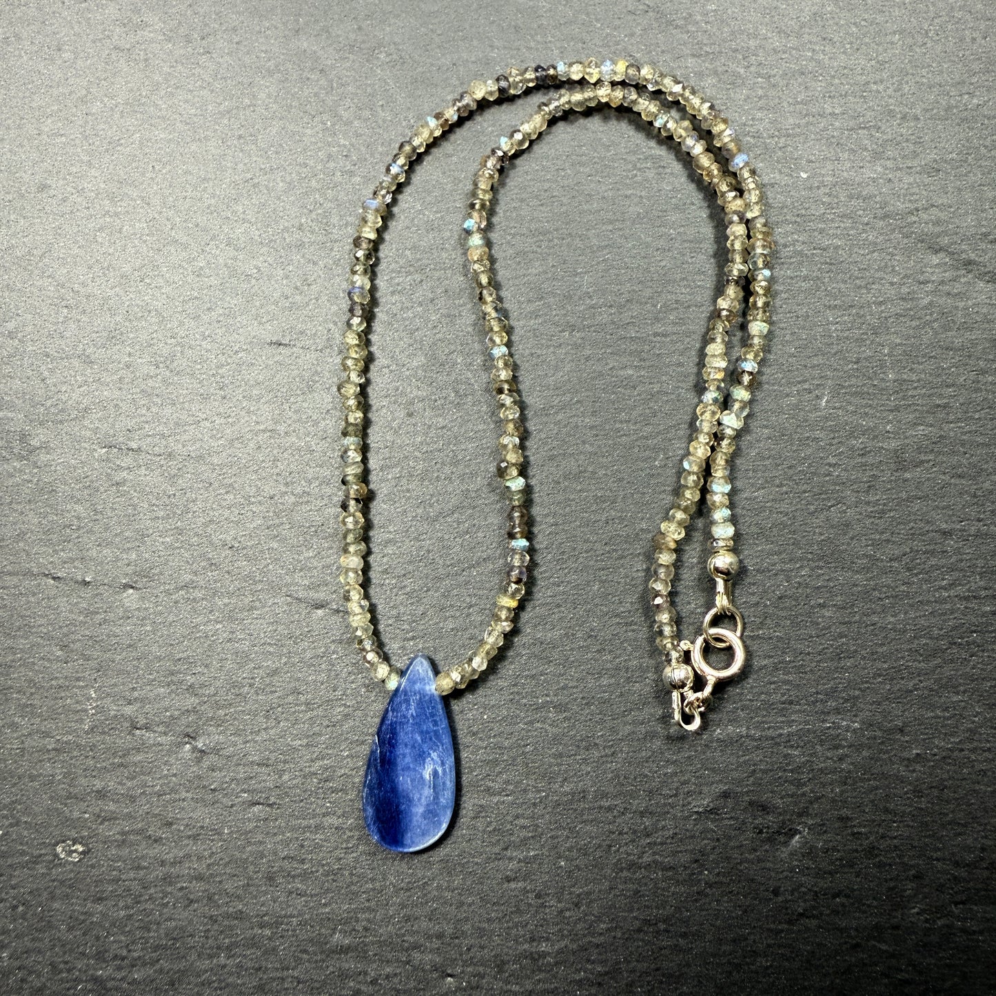 Aura Cleansing Gemstone Necklace: Blue Kyanite & Labradorite