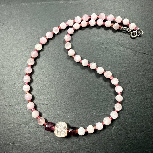 Self-Love Raise Your Vibe Necklace with Rose Quartz, Kunzite, Pink Tourmaline