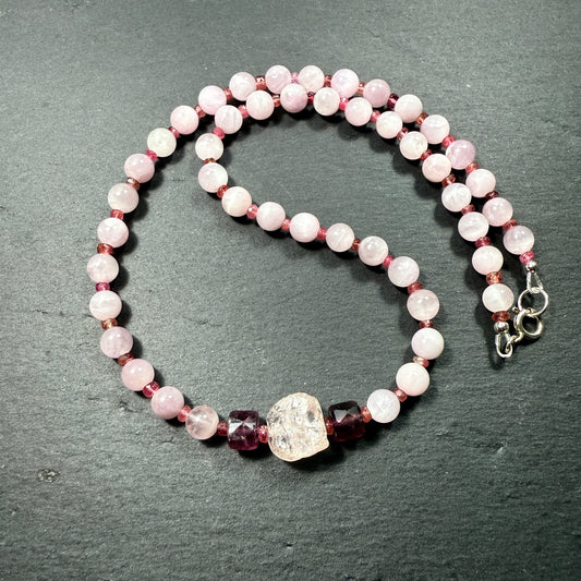 Self-Love Raise Your Vibe Necklace with Rose Quartz, Kunzite, Pink Tourmaline