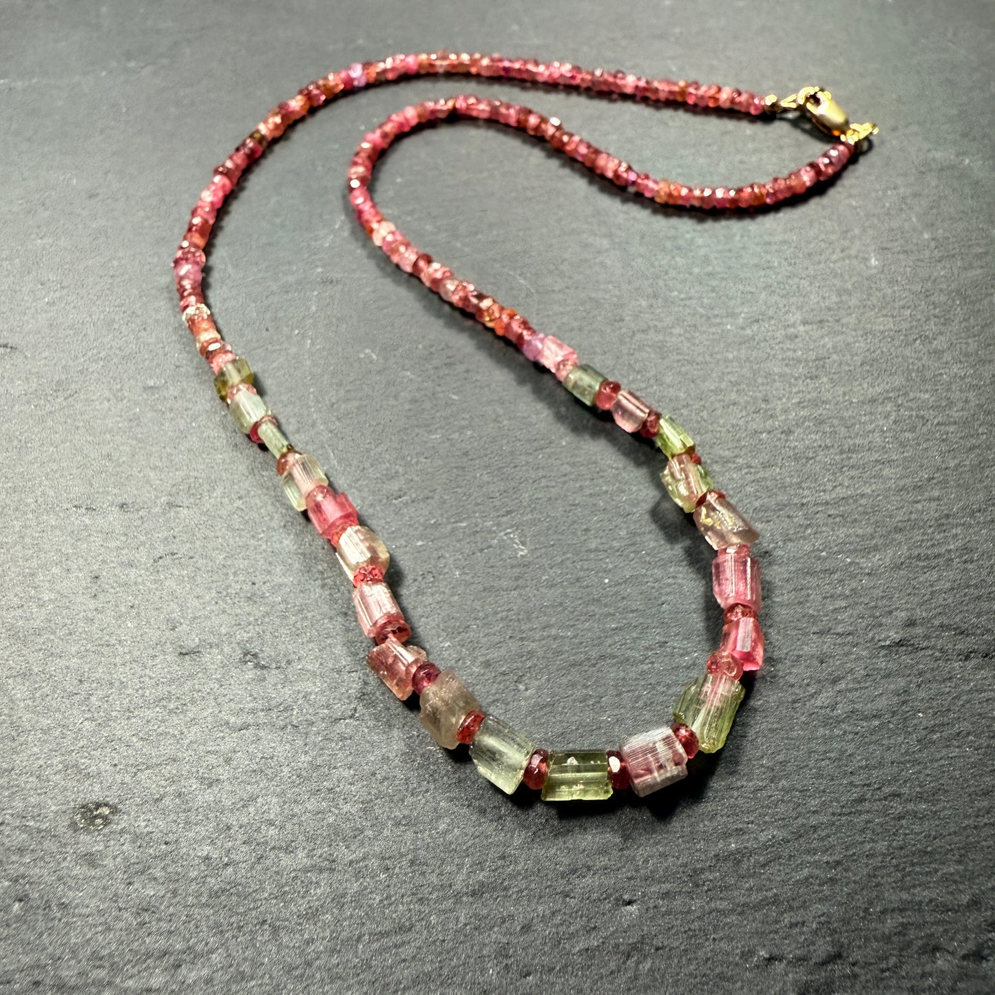 Embodiment, Balance and Harmony: Watermelon, Pink & Green Tourmaline Gemstone Necklace