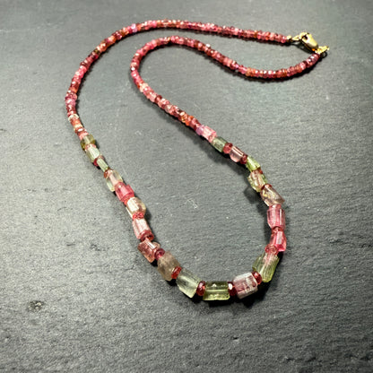 Embodiment, Balance and Harmony: Watermelon, Pink & Green Tourmaline Gemstone Necklace