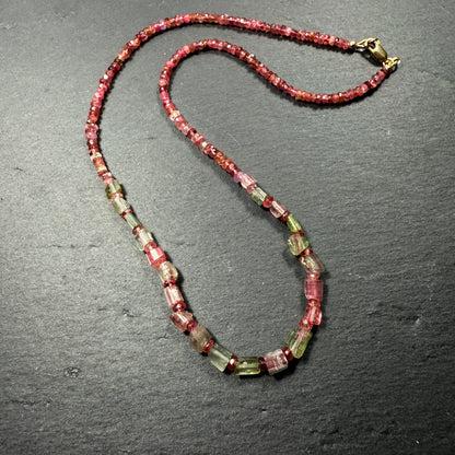 Embodiment, Balance and Harmony: Watermelon, Pink & Green Tourmaline Gemstone Necklace