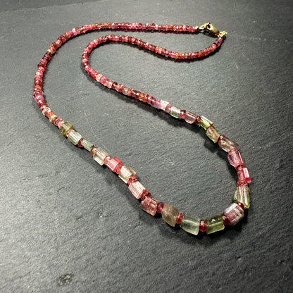 Embodiment, Balance and Harmony: Watermelon, Pink & Green Tourmaline Gemstone Necklace